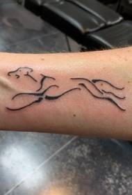 зглоб едноставна црна линија куче силуета шема на тетоважа
