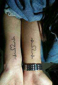 95 small couple wrist ECG tattoo picture