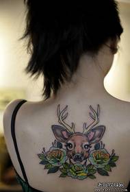 kızlar geri sevimli trend geyik dövme deseni