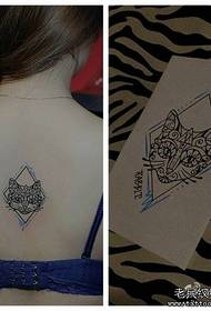girls back only beautiful totem cat tattoo pattern
