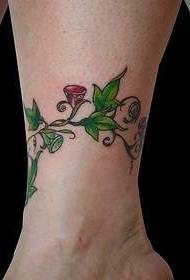 Beautiful flower vine tattoo pattern on the ankle