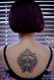 κορίτσι Τατουάζ γάτα τατουάζ μοτίβο στην πλάτη