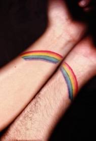 couple wrists good-looking color tattoo pattern