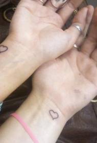 couple wrist simple love tattoo pattern