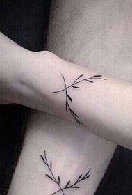 wrist small fresh branch couple tattoo pattern