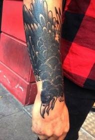 Arm simple old school black gray crow tattoo pattern