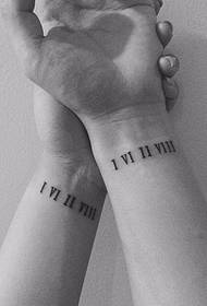 suitable for the wrist between the couple's wrist Roman English tattoo tattoo