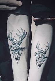 fashion couple wrist deer tattoo picture