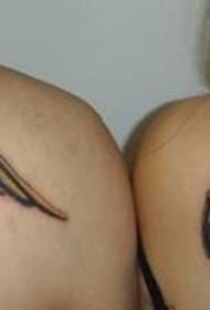 couple back wings tattoo pattern