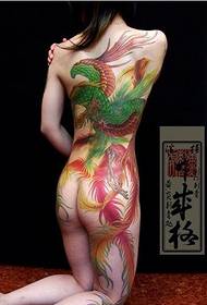 weibliche Schönheit zurück volles nacktes Phoenix Tattoo Bild