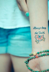 girl wrist small and stylish letters and floral tattoo Pattern