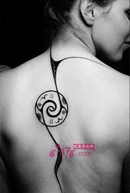back black and white totem personality tattoo