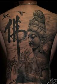 back classic beautiful Buddha religious tattoo picture