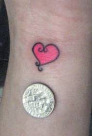 patrón de tatuaxe de amor de cor rosa simple