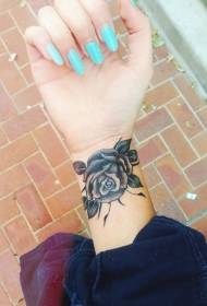 cute black gray rose Wrist tattoo pattern