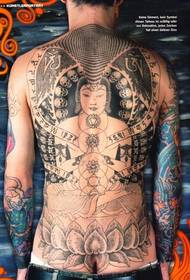 boys back lotus sitting on it Buddha religious tattoo pattern picture