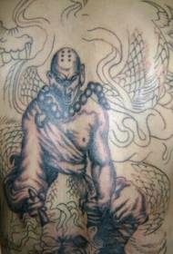 back classic monk dragon religious tattoo picture