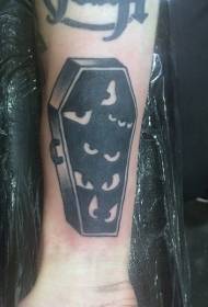 handleden enkel skräck svart kista tatuering mönster
