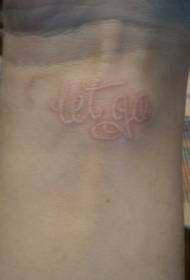plaukstas locītavas baltas tintes angļu tetovējuma raksts