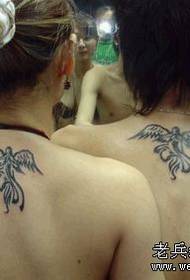 pāris tetovējums modelis: klasisks eņģelis spārnu totem tetovējums modelis