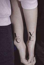 full of love wrists English couple Tattoo