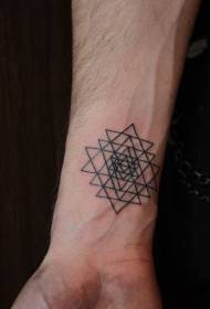 Wrist simple black line geometric tattoo pattern