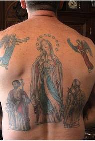 boys back virgin Mary religious tattoo picture