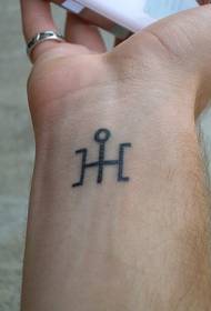 Uranus magisch symbool tattoo foto op de pols