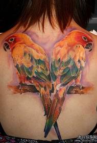 girls back trend classic parrot tattoo pattern
