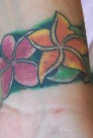 wrist colored Hawaiian flowers Tattoo pattern