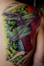 back A realistic snake tattoo picture