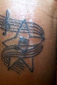 wrist black note star tattoo pattern