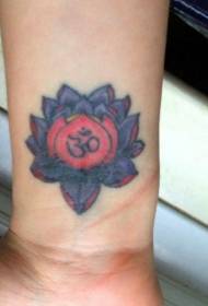 modèl tatoo lotus koulè wouj violèt sou ponyèt la