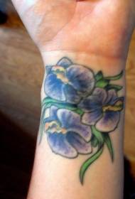 wrist blue flower tattoo pattern