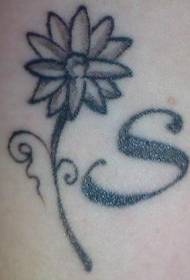 ručni slatki crno-bijeli cvijet tetovaža uzorak