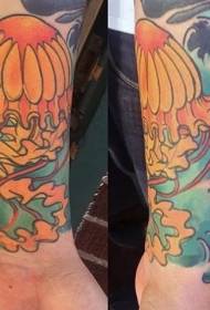Armkleur Jellyfish en Wave Tattoo Patroon