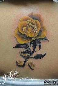 patró de tatuatge a l'esquena: patró de tatuatge de rosa groga a l'esquena