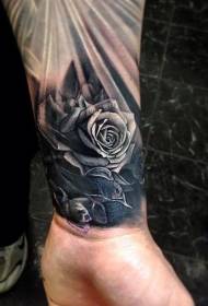 wrist simple black rose tattoo pattern