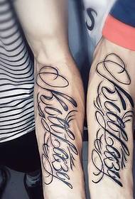 Mode blomma arm på handleden engelska par tatuering mönster