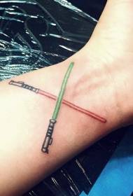 Handgelenk Cartoon Kreuz Licht Schwert Tattoo Muster