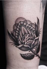 wrist black and white prick rose tattoo pattern