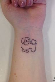 wrist small fresh dog black line tattoo pattern