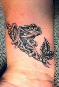 modèle de tatouage grenouille poignet noir gris