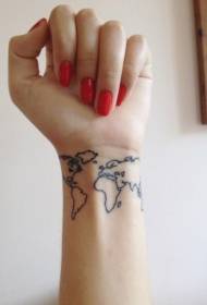 pulso preto tamanho pequeno mundo mapa contorno tatuagem padrão