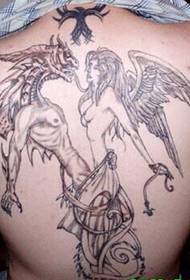 back classic beauty and beast black and white tattoo