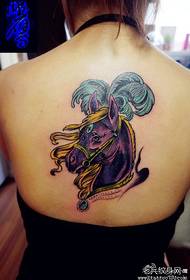 Girl's back trend of fashion horse tattoo pattern