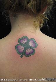 back four-leaf clover tattoo pattern