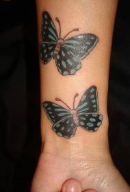 wrist pair of green butterfly tattoo designs