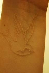 white classic swallow invisible tattoo pattern