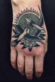 mão de volta preto andorinha cinza personalizado tatuagem padrão